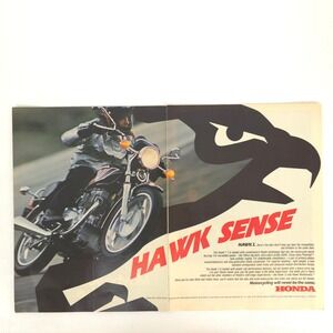 Vintage Honda Hawk Motorcycle Print Ad Sport Bike Street 1978 Collector Display